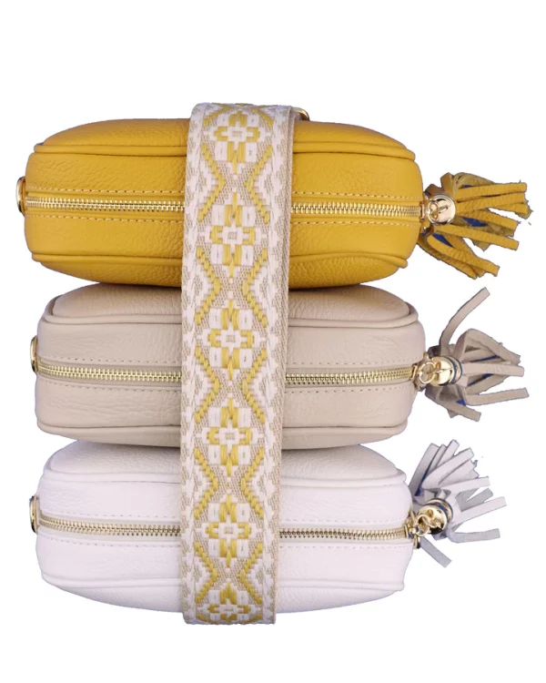 Sangle de sac - jaune beige & blanc – Image 2