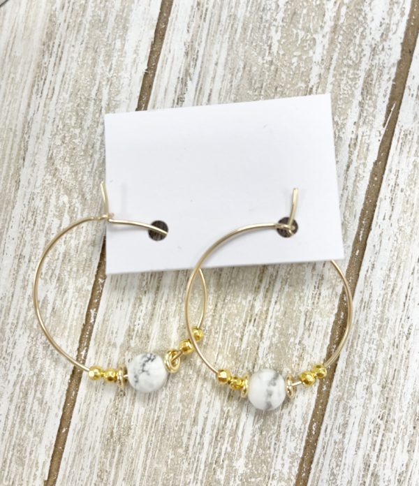 Boucles d'oreilles Olympie Blanc Marbré= Howlite