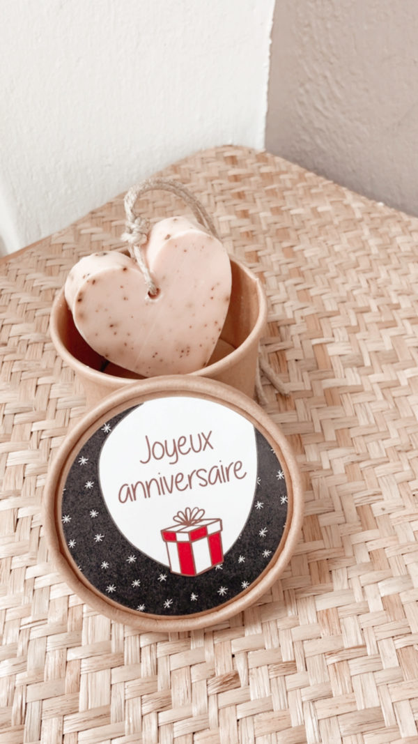 Savon coeur Rose Joyeux Anniversaire