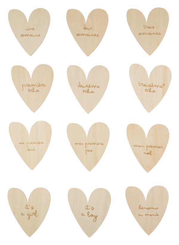 Cartes étapes en bois en forme de coeur – Image 2